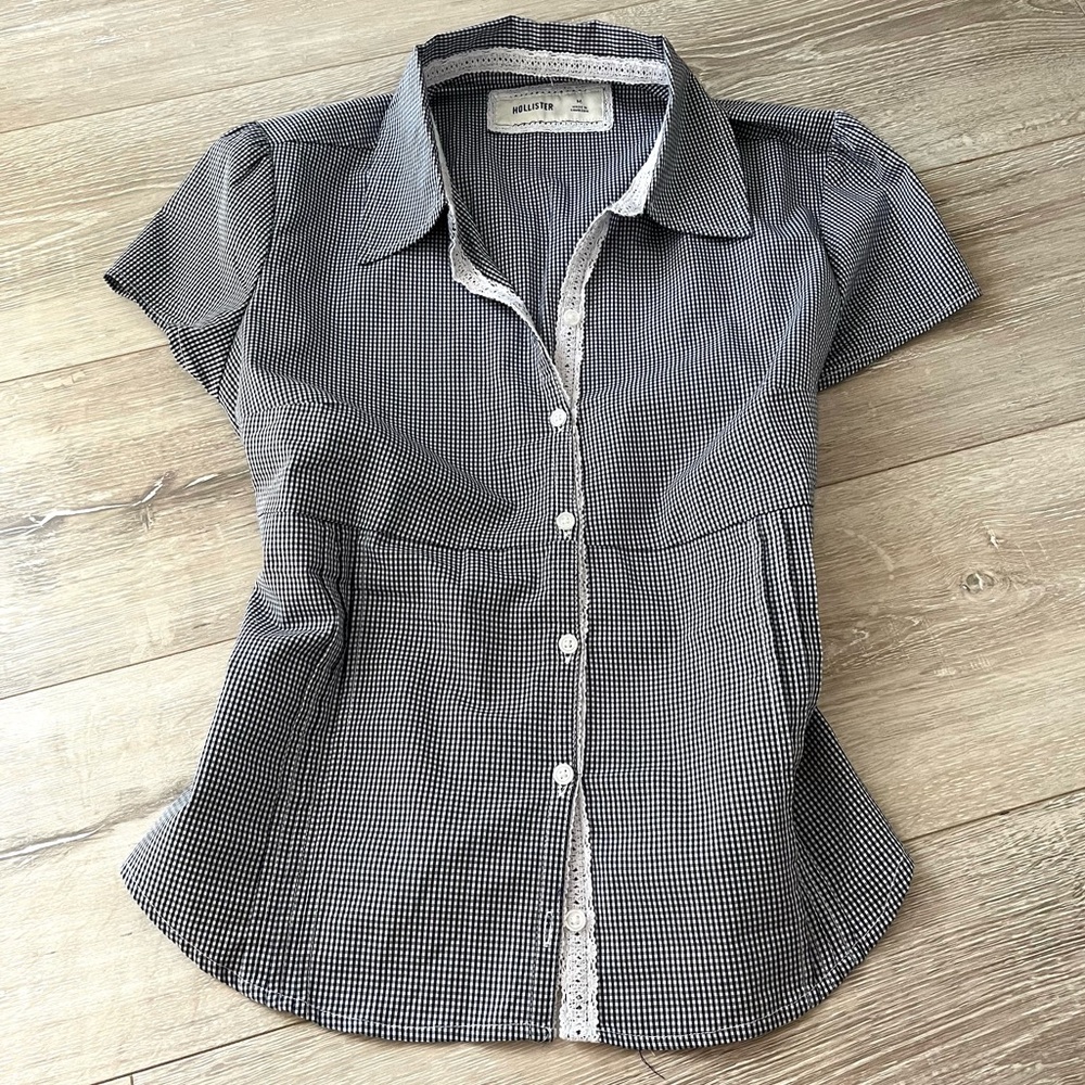 Hollister Gingham Button Down Top - image 1